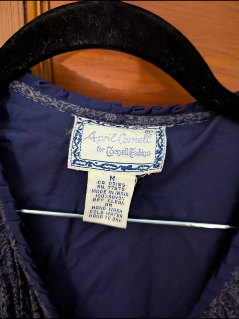 April Cornell Navy Paisley Long-Sleeve Button-Front Maxi Dress - Picture 4 of 5